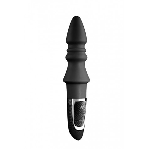 Черный конический анальный вибромассажер-ёлочка JOYFUL PLUG VIBRATOR 5.5INCH - 14 см.