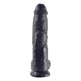 Реалистичный чёрный фаллоимитатор-гигант 10" Cock with Balls - 25,4 см.